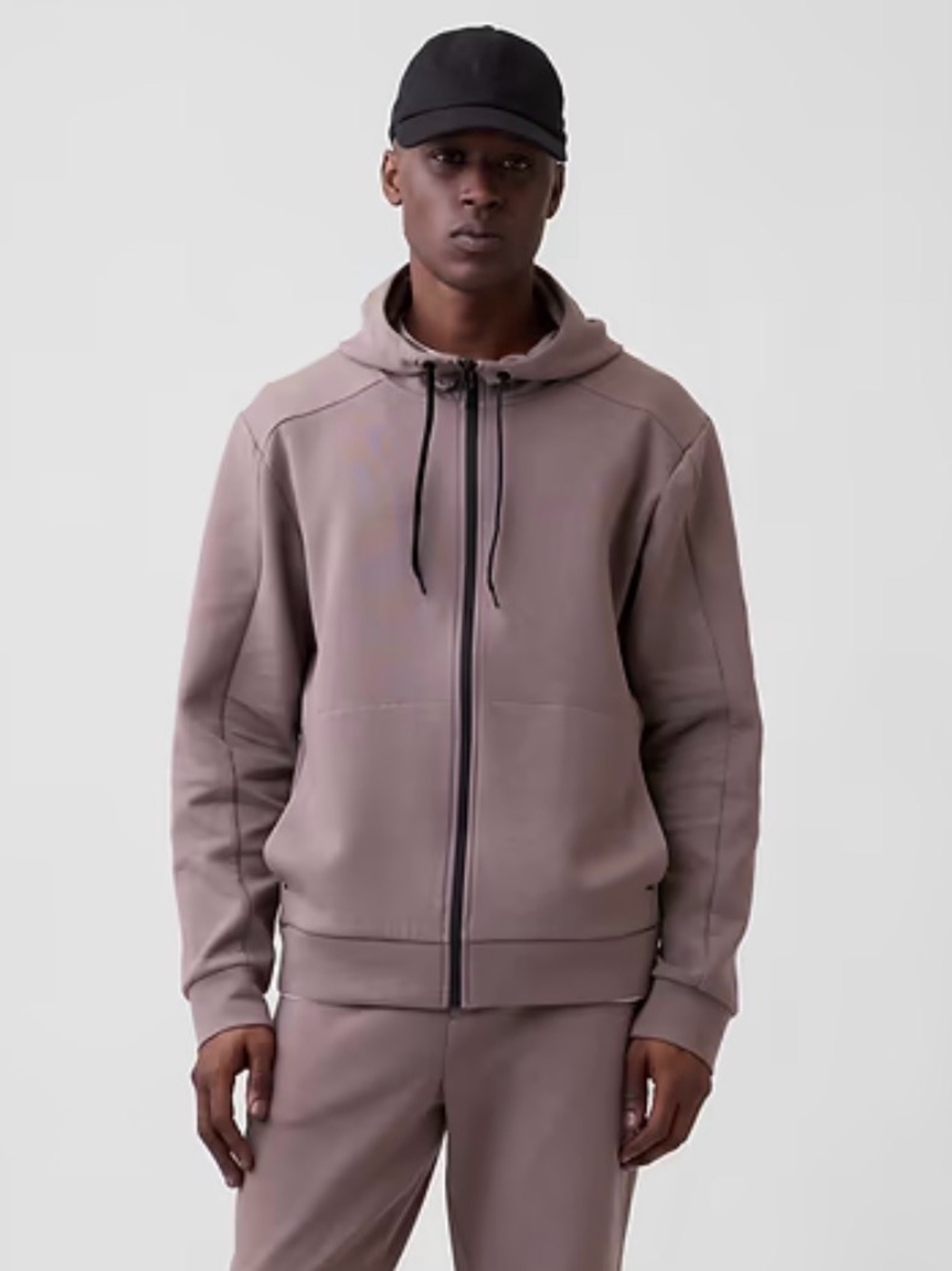 GAP Men's Performance Zip-Up Hoodie in Color Toasted Almond Brown size Medium
